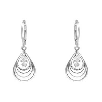 Kolczyki łezki z białą cyrkonią